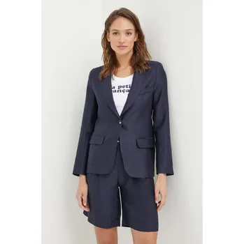 Dámské sako Sako s příměsí lnu La Petite Française VOYANTE PFVOYANTE námořnická modř 59X, vel. 34