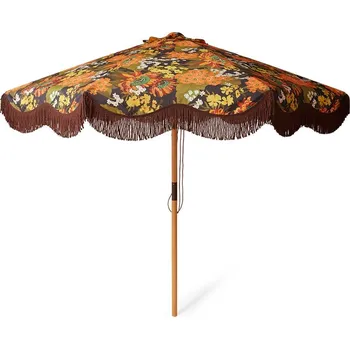 Stínicí technika Hnědý květovaný slunečník na terasu Flourish Patio - Ø 270*245 cm