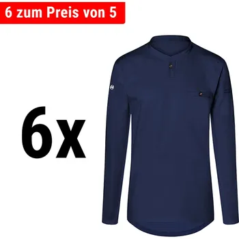 Pánské tričko G.Gastro (6 pieces) KARLOWSKY | Men's Long Sleeve Performance Work Shirt – Navy - Size L - Slim Fit