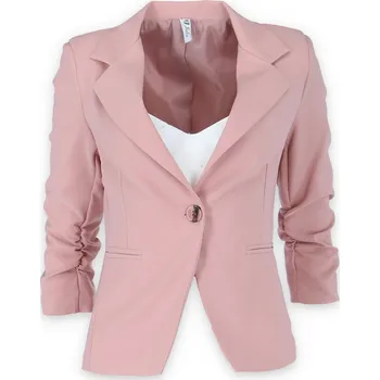 Dámské sako Sako řasený rukáv 6077 barva: růžová-starorůžová, Velikost: XL