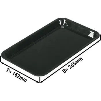 G.Gastro Obdélníkový prezentační podnos GN 1/4 - černý - bez BPA - 265 x 162 x 17 mm | Prezentační podnos | Pultový podnos | Podnos na dorty | Pultový podnos | Podnos na maso | Podnos | Podnos na pečivo