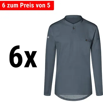 Pánské tričko G.Gastro (6 pieces) KARLOWSKY | Men's Long Sleeve Performance Work Shirt – Anthracite - Size L - Slim Fit