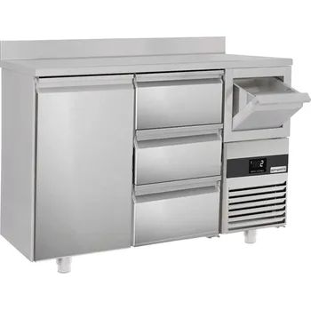 Lednice G.Gastro Barová lednička na nápoje 1,58 m - s 1 dveřmi, 3 šuplíky 1/3, obkladovým panelem & odklepávačem na kávu