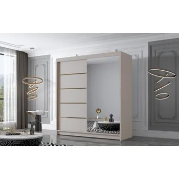 Šatní skříň Šatní skříň s posuvnými dveřmi EMPORIUM III se zrcadlem, kašmír + vyzvednutí ZDARMA