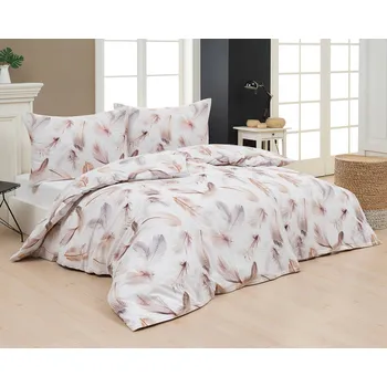 Bytový textil Povlečení Matějovský LIBERTY, peříčka, béžové, bavlna hladká digitál, 140x220cm + 70x90cm