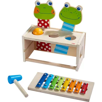 Dřevěná hračka Zatloukačka s xylofonem - žabí koncert