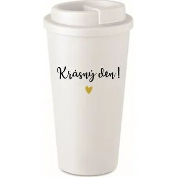 Termohrnek KRÁSNÝ DEN! - bílý termohrnek 475 ml