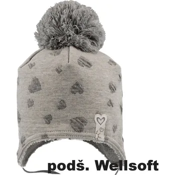 Kojenecká čepice RDX Vázací dívčí čepice s bambulí Srdíčka Šedá Vel. 2