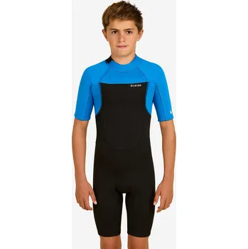 Neoprenový oblek DECATHLON Chlapecký krátký surfařský neopren 500 neopren 1,5 mm 7 LET MODRÁ|ČERNÁ