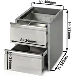 G.Gastro Zásuvkový stůl PREMIUM - 0,4 m - se 2 šuplíky - Podstavný modul pro pracovní stoly 600 hluboký