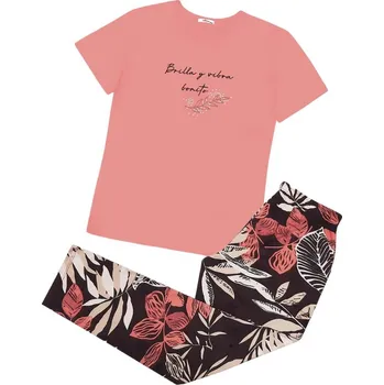 Dámské noční prádlo Dámské pyžamo 160/089 Oranžová vzor - Karol 3XL