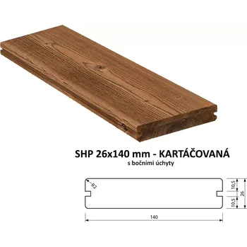 Terasové prkno Prkno kartáčované SHP 26x140, délka 4500mm, THERMO SMRK SEVERSKÝ. T-klip (TW-PRO)