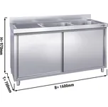 G.Gastro Dřezová skříňka PREMIUM z nerezové oceli - 1,6 m - 2 dřezy vpravo - D 50 x 50 x D 30 cm