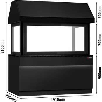 Pizza kámen G.Gastro Neutrální element pro grily na dřevěné uhlí - 1900mm - přední dřevěný panel - pracovní deska z černé žuly