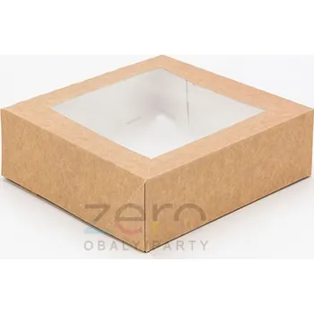 Jednorázové nádobí Krabice papírová 120x120x60 mm + okno - přírodní