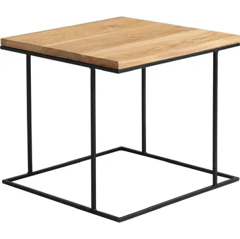 Konferenční stolek Nordic Design Přírodní masivní konferenční stolek Valter s černou podnoží 50x50 cm