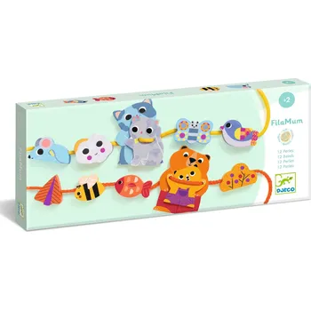 Dřevěná hračka Djeco Navlékací motorická hra - maminky a děti