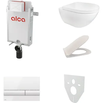 WC sada AKČNÍ SET 5v1 Alcadrain Renovmodul AM115/1000 + WC mísa JIKA MIO rimless