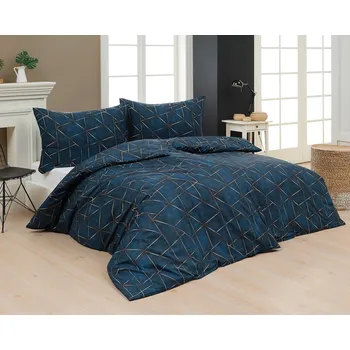 Povlečení Povlečení Matějovský MATIS, geometrický vzor, tmavě modré, bavlna hladká digitál, 140x220cm + 70x90cm