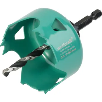 Wolfcraft děrovka z karbonu D60 na dřevo, sádrokarton či OSB desky