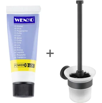Matně černá samodržící skleněná WC štětka Bosio – Wenko ID_1676790