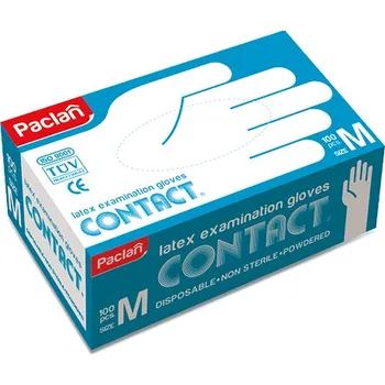 Pytle na odpadky Paclan Rukavice LATEXOVÉ jednorázové s pudrem 100ks (krabice) - M