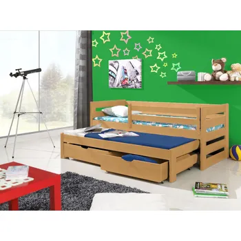 Dětská postel Dřevěná postel KUBA 180X80cm s přistýlkou a úložným prostorem borovice masiv