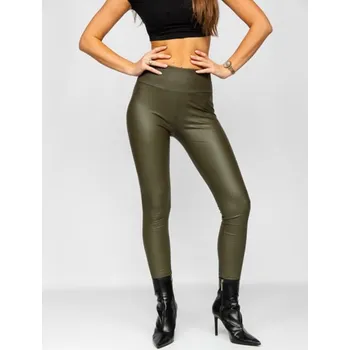 Dámské legíny Khaki koženkové dámské legíny , VELIKOST S