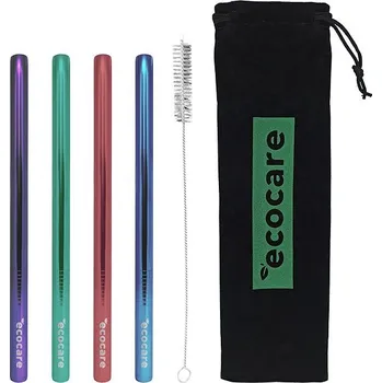 ECOCARE ekologická kovová brčka Maxi Mix 21,5 × 1,2 cm (4 ks)