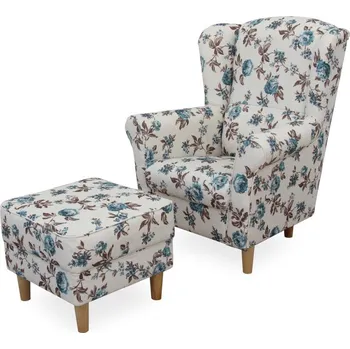 Křeslo Křeslo ušák s taburetem Astrid látka rose 14