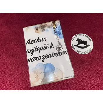 HandMade by VeJa Dárková karta - Všechno nejlepší k narozenínám s přívěškem