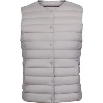 Péřová prošívaná vesta 90% kachní peří Barva: Šedá, Velikost: 4XL