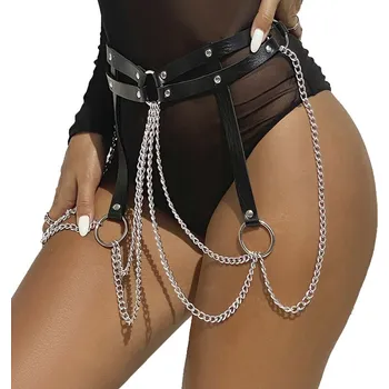 Erotický nábytek Subblime Fetish Leather Ring Chainbelt Black