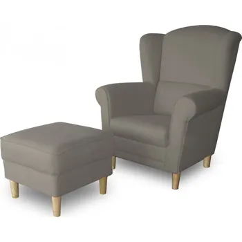 Křeslo Křeslo ušák s taburetem Astrid šedý