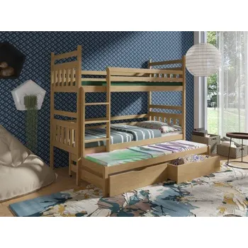 Dětsný nábytek Patrová postel pro 3 osoby TOSIA s úložným prostorem