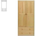Dřevěná šatní skřín BM111 borovice masiv NELAKOVANÁ
