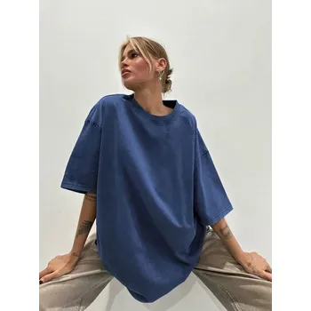 Dámské tričko Dámské oversize bavlněné tričko Barva: Modrá, Velikost: 5XL
