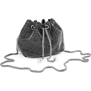 Kabelka Kabelka stahovací s kamínky 25x14,5 cm, barva 1 černá crystal