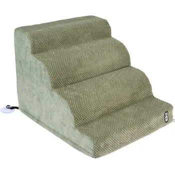 Pelíšek pro psa TIAKI Schůdky pro domácí zvířata mechové 50 × 42 × 36 cm zelená