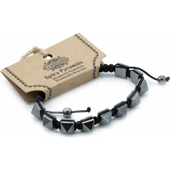 Drahý kámen Ancient Wisdom Magnetický Hematitový náramek Shamballa (špičaté pyramidy)