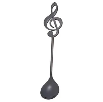 Černá lžička na kávu - houslový klíč