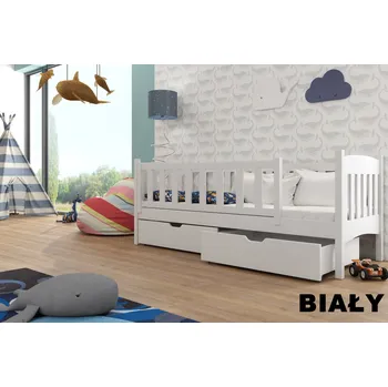 Dětská postel Postel GUCIO 190 x 90 cm s úložným prostorem masiv BÍLÁ (Masivní dřevěná postel)