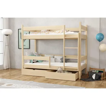 Dětsný nábytek Patrová postel ELEGANT 02 80x200 cm borovice masiv s úložným prostorem