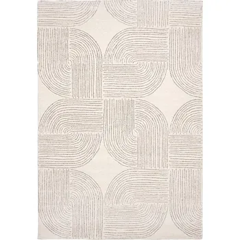 Koberec Nirmal Kusový koberec vlněný ESTONIA EST-31 Ručně tkaný krémový šedý Rozměr: 120x170 cm