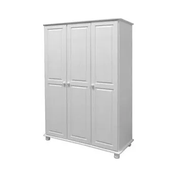 Šatní skříň Šatní skříň borovice masiv - 3 dvéřová bílá - šířka 120 cm