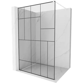 Mexen Kioto sprchová stěna Walk-in 70 x 200 cm, černý vzor 8 mm, bílá - 800-070-101-20-78 Sprchové stěny