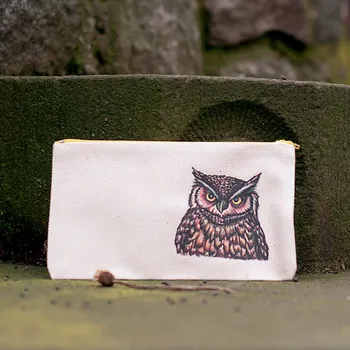 Penál Bavlněný penál, potištěný originální kresbou od Alči, Sova