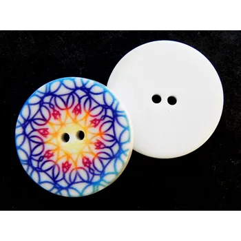 Knoflík GU291, Plastový knoflík, barevná mandala, 32" / 1 kus