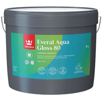 Lak na dřevo Tikkurila Everal Aqua Gloss 80 2,7l Odstín TVT: Bílá (báze A)
