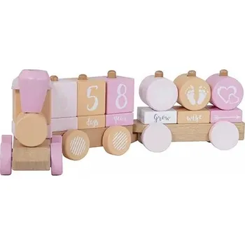 Dřevěná hračka WHITE ORCHID Dětský dřevěný vláček růžový